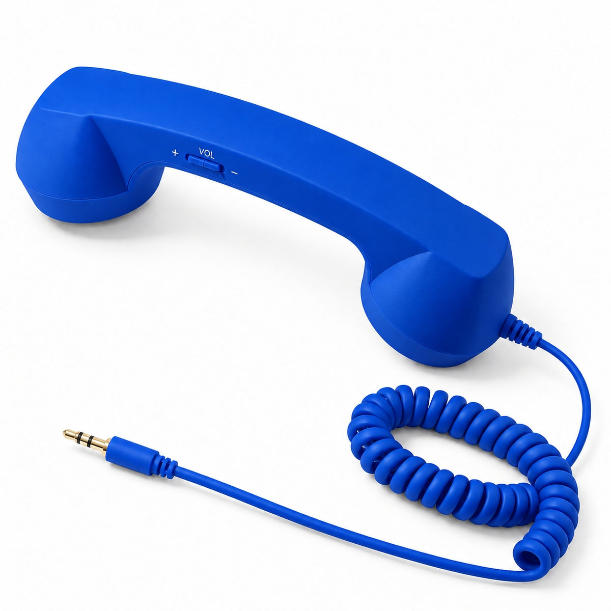lue RELLO retro phone handset with a 3.5 mm audio jack coiled cord and adjustable volume
